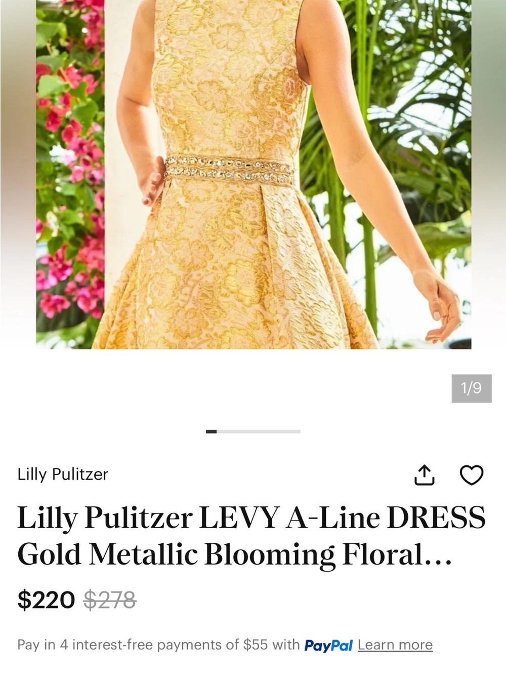 Lilly Pulitzer Gold Metallic Brocade Dress